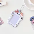 Portatarjetas de gato blanco en PVC con arcoíris y cadena de cuentas blancas de bola - Gato / Blanco