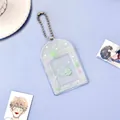 Portacarte in PVC trasparente con motivi a quadrifoglio e catenella argentata - Quadrifoglio