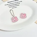 Süßer rosa Acryl Hase Schlüsselanhänger mit Metallperlenkette und Sternenverzierung - Rosa Schlafender Hase