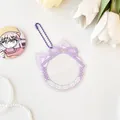 Purple cat-ear lace acrylic photo frame pendant with beads and bow for anime charms - Purple