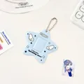Portafoto azzurro a forma di stella con finestra trasparente e catenella a sfere argento - Blu