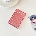 Translucent red glitter card storage box with heart patterns and slogan print - Pink Heart