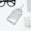 Transparent PVC 3-inch photocard holder with silver star frame and bead chain - Black and White Star Style
