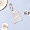 Portacarte trasparente in PVC con fiocco rosa e portachiavi per conservare fotocard - Fiocco