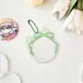 Cat-eared clear acrylic badge holder with green lace and bow for anime charms - Green