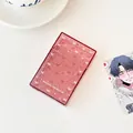 Pink translucent glitter card holder box with white bow patterns for desktop storage - Pink Bowknot