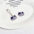 Niedliche lila Acryl Katzen Anhänger mit silberner Kugelkette für Taschen und Schlüssel - Lila Patchwork Katze