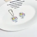 Porte-clés mignons en acrylique en forme de glace avec chaînes à billes métalliques - Glace Dessert Colorée