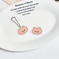 Porte-clés mignon en acrylique en forme de tête d'ours avec chaîne pour sac à dos - Ours aux Joues Roses