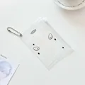 Transparent PVC zipper card holder with angel wings design and lace edge detail - Black and White