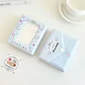 Mini album fotografico in PVC azzurro con design gatto carino e ali d'angelo - Porta Carte con Finestra e Borsa con Bottone (XFKC-07) / Stile Gatto