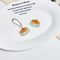 Pendentifs pudding en acrylique mignon avec des couches orange et bleu sarcelle pour porte-clés - Pudding en Blocs de Couleur