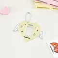 Portatessera a forma di cuore giallo con ali d'angelo bianche e catena a sfere - Giallo