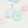Mint green acrylic retro phone photocard holder with silver beaded chain and heart deco - Small Flip Phone Style (Blue Angel Wings Pattern) / Blue