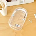 Clear PVC oval plush doll display bag with cute cartoon prints and metal keychain hook - Wings Style