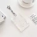 Sparkly glitter star acrylic card holder with silver star keychain for photos - White Star