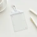 Transparent house-shaped card holder with pink bow charm and silver ball chain - White Eaves (White Bow) / White with Bowknot