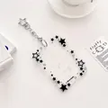 Glitter star acrylic photocard holder with star-shaped silver keychain buckle - Black Star