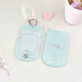 Y2K light blue star pattern photocard holder with spring keychain and angel motif - Large Flip Phone Style (Blue Angel Wings Pattern)