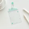 Mint green house-shaped PVC card holder with clover prints and a metal ball chain - Mint Green Eaves (Green Clover) / Green Clover