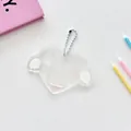Llavero de corazón acrílico transparente con alas y cadena de cuentas rosa para tarjetas - Transparente