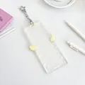 Clear acrylic photo card holder with yellow angel wings and star carabiner - Yellow