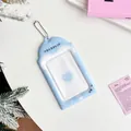 Blue cloud pattern 3-inch PVC photocard holder with metal bead chain accessory - Blue