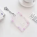 Star-shaped acrylic photo card holder with purple glitter stars and star metal keychain - Purple Star