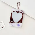 Chocoladekleurige acryl fotokaarthouder van 3 inch met hartvormig venster en ketting - Paarse Druif