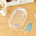 Clear PVC oval carrier bag with blue lanyard and cute cartoon character designs - Wings Style (With Blue Rope)