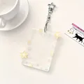 Star-shaped acrylic card holder with light yellow and blue 3D stars and silver chain - Yellow