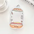 Transparent PVC sandwich bear doll bag storage pouch with metal D-ring hook - Sandwich/Taco
