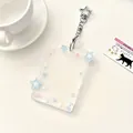 Star-patterned acrylic photo card holder with star-shaped clasp and metal chain link - Blue