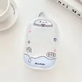Transparent PVC pouch with cute cartoon print and silver carabiner for small items - Cream Pudding