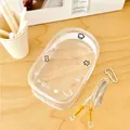 Clear PVC storage bag with pixel art bear pattern and adjustable white lanyard - Dog Style (With Yellow Rope)