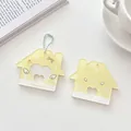 Porte-carte en acrylique jaune en forme de maison avec motifs d'étoiles et chaîne - Jaune
