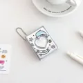 Mini PVC photocard holder with dolphin print and heart window on silver bead chain - Silver Dolphin