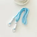 Blue and white woven lanyard strap for portable doll bag with white hook fastener - Blue Rope