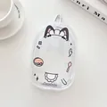 Transparent PVC plush doll pouch with cute cat ears and maid apron prints - Black Cat