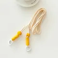 Minimalist beige and yellow braided phone lanyard with white spring metal clasp - Yellow Rope