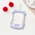 Lavender acrylic photocard holder with cute cat ears and a silver bead chain hanger - Purple