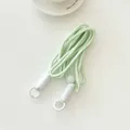 Light green adjustable woven lanyard with white swivel hooks and plastic slider - Green Rope
