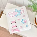 White plush A6 photocard binder with star embroidery and pink ribbon details - A6 / Pink Star Ribbon