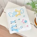 White plush A6 binder cover with star embroidery and blue ribbon bow detail - A6 / Blue Star Ribbon