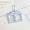 Light blue house shaped PVC photocard holder with double slots and heart patterns - Blue Wings