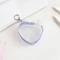 Heart-shaped clear PVC mini bag with purple zipper and silver lobster clasp - Purple