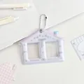 Cute house-shaped double-slot photo card holder in purple with a white bead chain hanger - Pink Bowknot