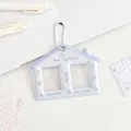 Light purple house-shaped PVC photo card holder with dual slots and bead chain - Purple Star