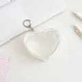 Mini bolso transparente de PVC con forma de corazón, cremallera blanca y llavero - Blanco