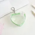 Mini estuche de PVC transparente en forma de corazón con cremallera verde y gancho - Verde